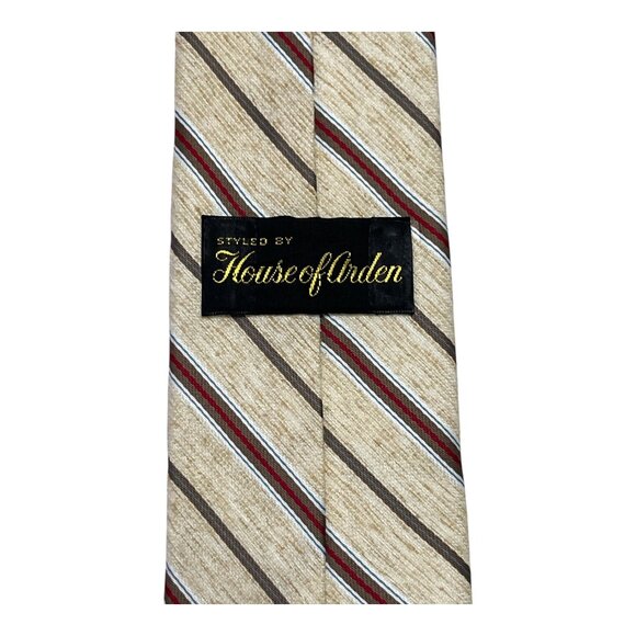 Vintage House of Arden Striped Necktie – Beige, Brown & Red - Picture 4 of 4